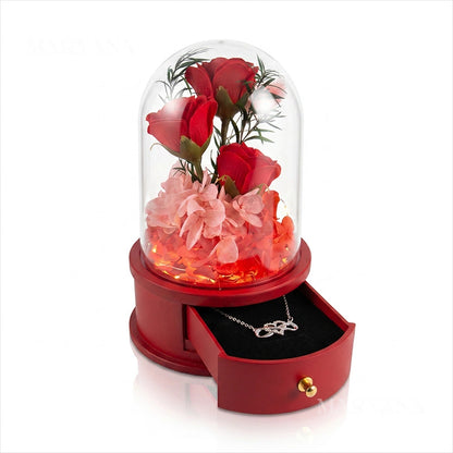 BOÎTE JARDIN D'AMOUR AVEC COLLIER CŒUR INFINI