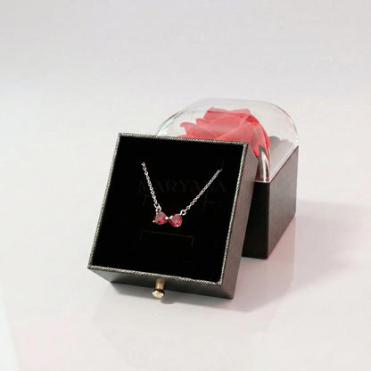 BOITE AMOUR ETERNEL NOIRE AVEC COLLIER RUBY BOW