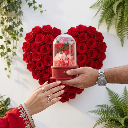 BOÎTE JARDIN D'AMOUR AVEC COLLIER CŒUR INFINI