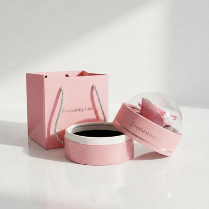 BOITE FLEUR ETERNA ROSE AVEC PACK ANGE D’AMOUR ÉTERNEL