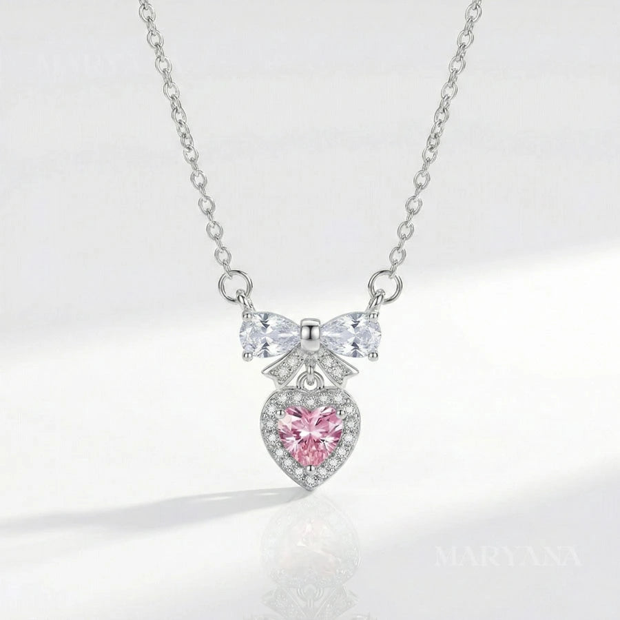 BOITE AMOUR ÉTERNEL ROSE AVEC COLLIER CŒUR PRÉCIEUX ROSE