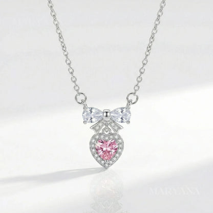 BOITE AMOUR ÉTERNEL ROSE AVEC COLLIER CŒUR PRÉCIEUX ROSE