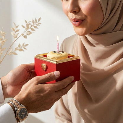 BOITE SURPRISE ROUGE  AVEC BAGUE CŒUR PRÉCIEUX ROUGE