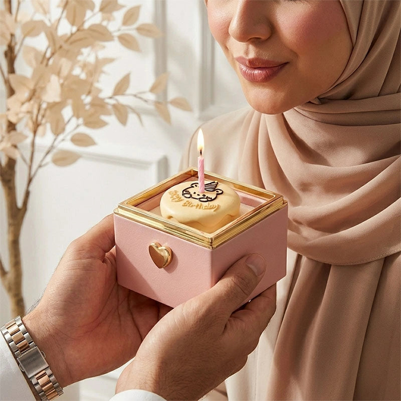 BOITE SURPRISE ROUGE  AVEC ROSE CŒUR PRÉCIEUX ROSE