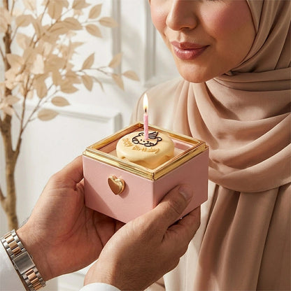 BOITE SURPRISE ROUGE  AVEC ROSE CŒUR PRÉCIEUX ROSE
