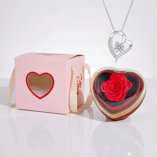 BOITE AMOUR INTEMPOREL AVEC COLLIER CŒUR PRÉCIEUX
