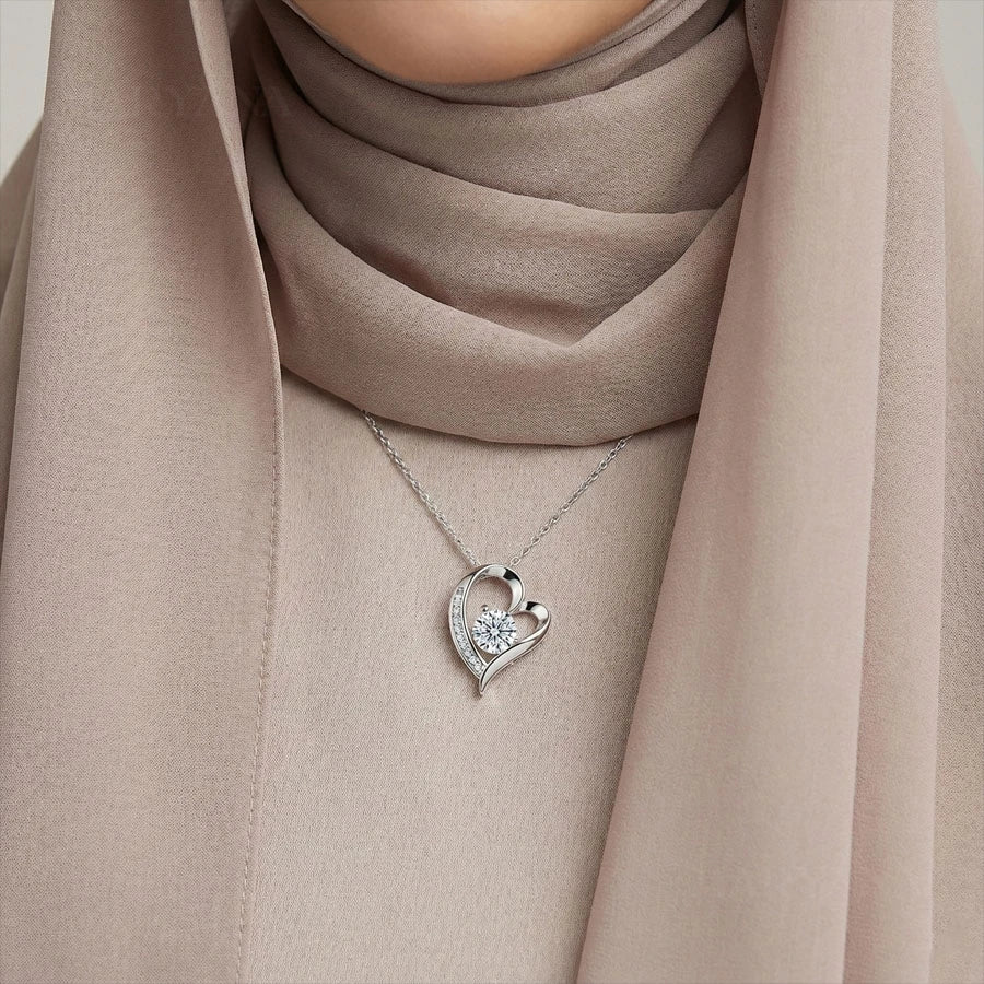 BOÎTE AMOUR ÉTERNEL ROUGE AVEC COLLIER CŒUR PRÉCIEUX