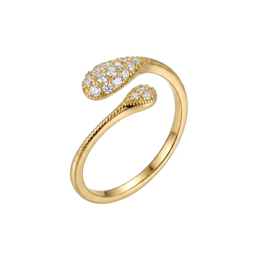 BAGUE OUVERTE À BORD PAVÉ AJUSTABLE