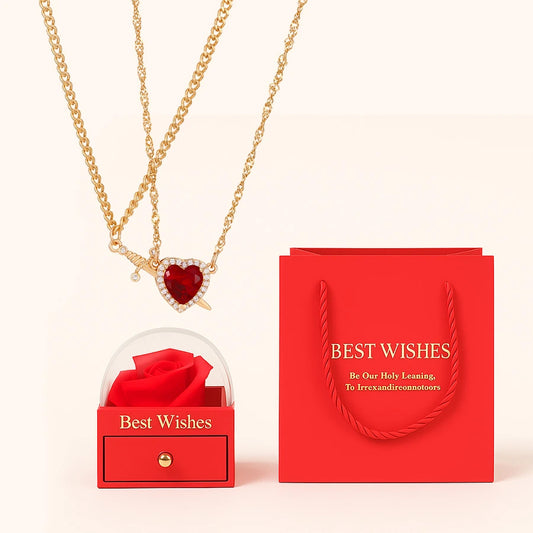 BOÎTE AMOUR ÉTERNEL – COLLIER CŒUR ET ÉPÉE (2 PIÈCES)
