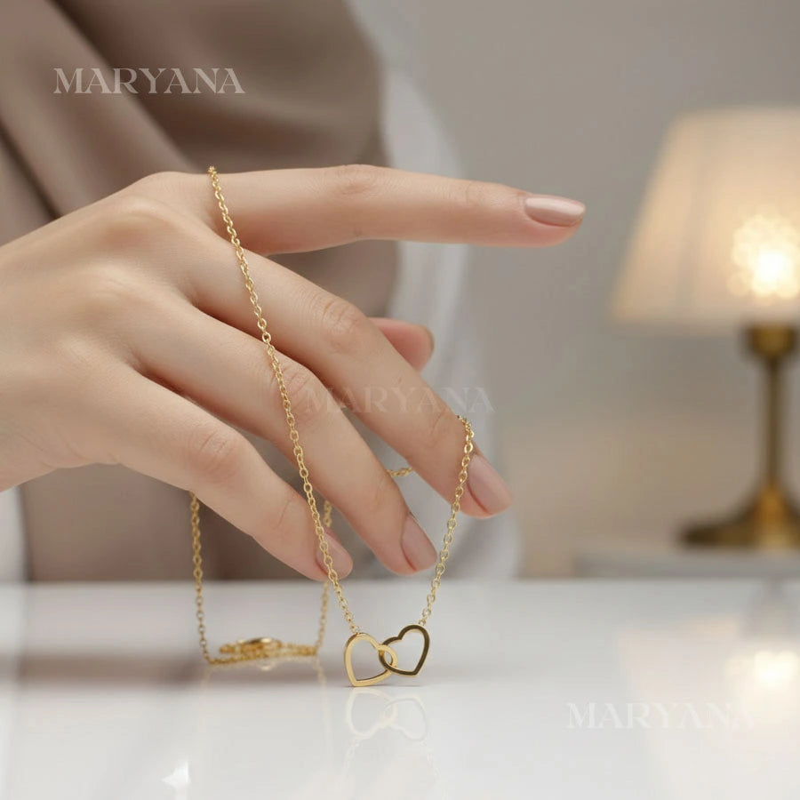 BOÎTE LA SPHÈRE MAGIQUE ROUGE AVEC COLLIER DOUBLE CŒUR