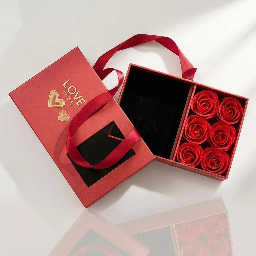 BOÎTE TRÉSOR D’AMOUR ROUGE AVEC COLLIER ÉCLAT ÉTERNEL