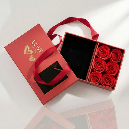 BOÎTE TRÉSOR D’AMOUR ROUGE AVEC COLLIER ÉCLAT ÉTERNEL