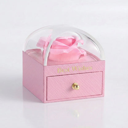 BOITE AMOUR ÉTERNEL ROSE AVEC COLLIER CŒUR PRÉCIEUX ROSE