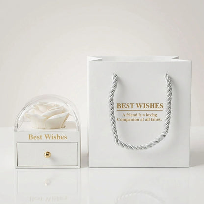 BOÎTE AMOUR ÉTERNEL BLANC AVEC COLLIER CŒUR ET ÉPÉE (2 PIÈCES)