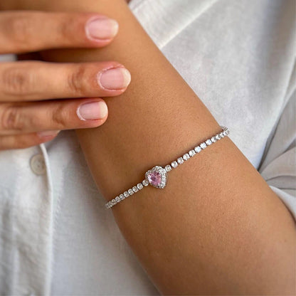 GOURMETTE CŒUR ROSÉ ÉTERNEL AJUSTABLE