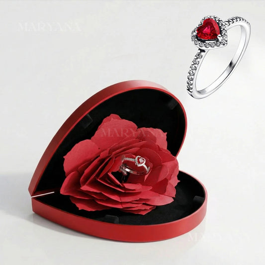 BOÎTE CŒUR EN FLEURS AVEC BAGUE CŒUR PRÉCIEUX