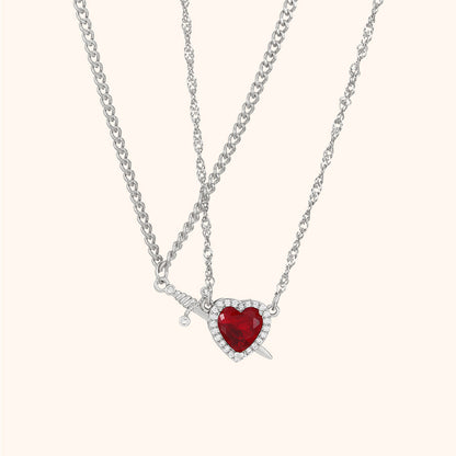 BOÎTE AMOUR ÉTERNEL – COLLIER CŒUR ET ÉPÉE (2 PIÈCES)
