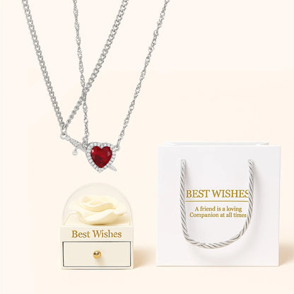 BOÎTE AMOUR ÉTERNEL – COLLIER CŒUR ET ÉPÉE (2 PIÈCES)