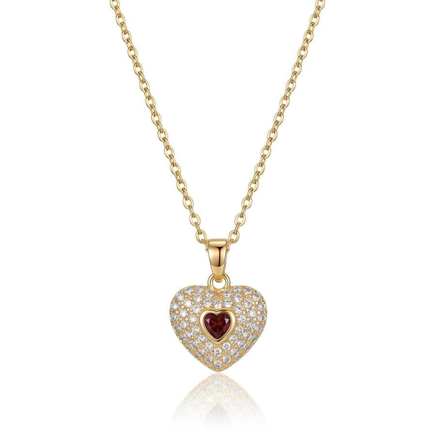 COLLIER PENDENTIF ROUGE EN FORME DE COEUR