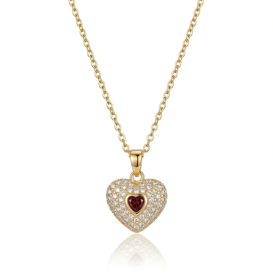 COLLIER PENDENTIF ROUGE EN FORME DE COEUR