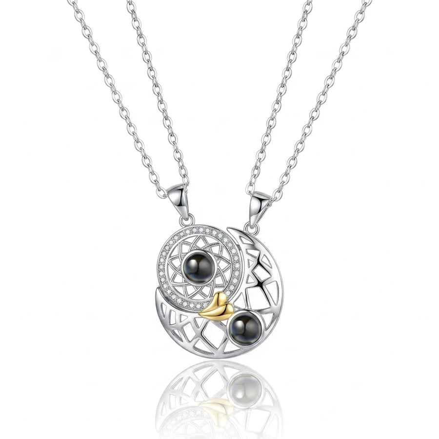 COLLIER SOLEIL ET LUNE, 2 PIÈCES « LOVE YOU » EN 100 LANGUES