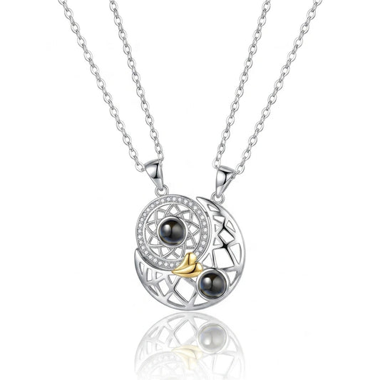 COLLIER SOLEIL ET LUNE, 2 PIÈCES « LOVE YOU » EN 100 LANGUES