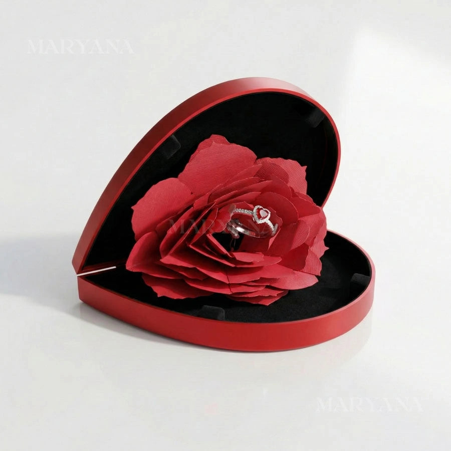 BOÎTE CŒUR EN FLEURS AVEC BAGUE CŒUR PRÉCIEUX
