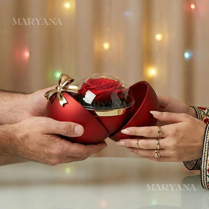 BOÎTE LA SPHÈRE MAGIQUE ROUGE AVEC COLLIER DOUBLE CŒUR
