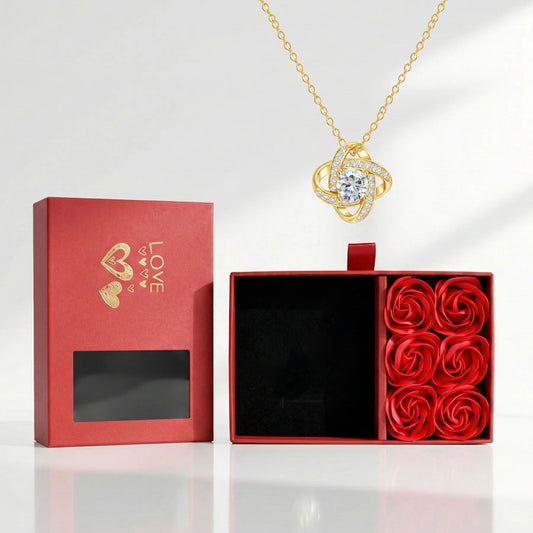 BOÎTE TRÉSOR D’AMOUR ROUGE AVEC COLLIER ÉCLAT ÉTERNEL