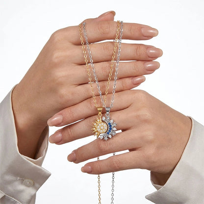 BOITE SPHÈRE MAGIQUE ROUGE AVEC COLLIER SOLEIL ET LUNE