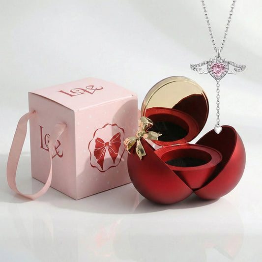 BOÎTE LA SPHÈRE MAGIQUE ROUGE AVEC COLLIER ANGE D’AMOUR