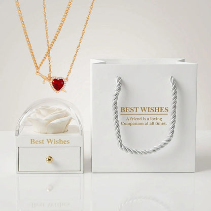 BOÎTE AMOUR ÉTERNEL BLANC AVEC COLLIER CŒUR ET ÉPÉE (2 PIÈCES)