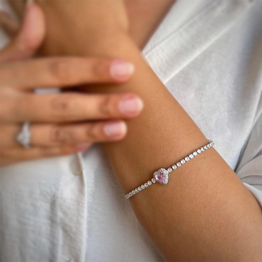 GOURMETTE CŒUR ROSÉ ÉTERNEL AJUSTABLE