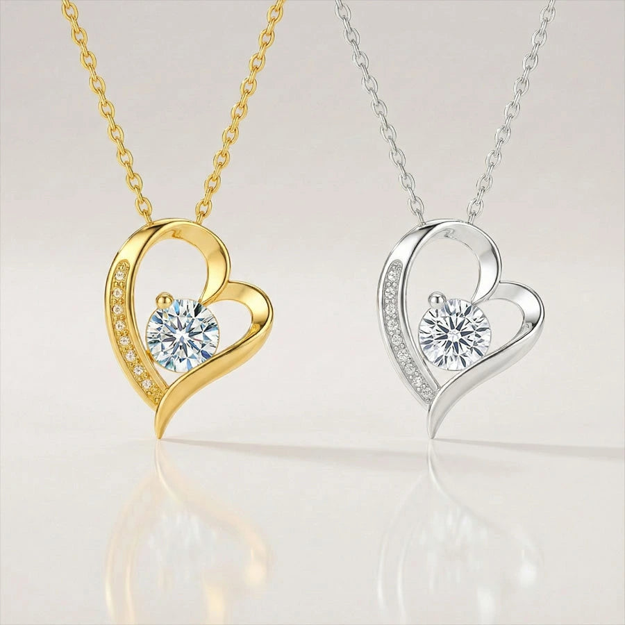 BOÎTE AMOUR ÉTERNEL ROUGE AVEC COLLIER CŒUR PRÉCIEUX