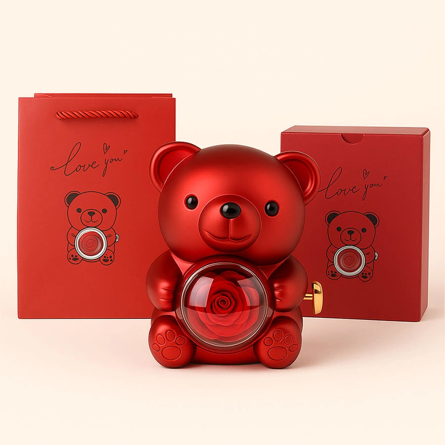 BOÎTE DOUDOU ROSE AVEC COLLIER DOUBLE CŒUR