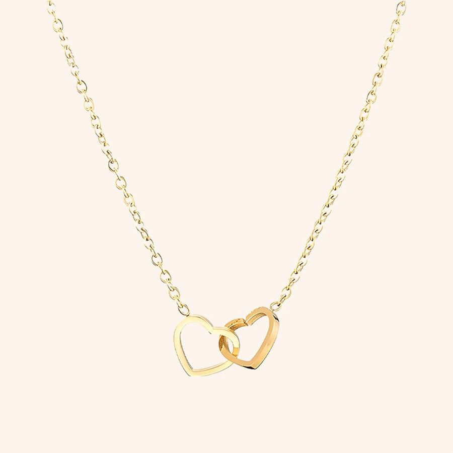 BOÎTE ÉLÉGANTE AVEC COLLIER DOUBLE CŒUR & ROSE