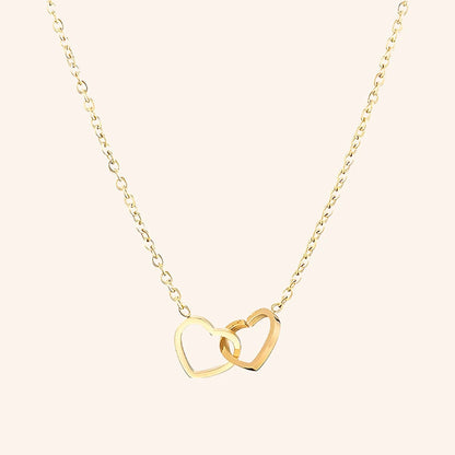 BOÎTE ÉLÉGANTE AVEC COLLIER DOUBLE CŒUR & ROSE