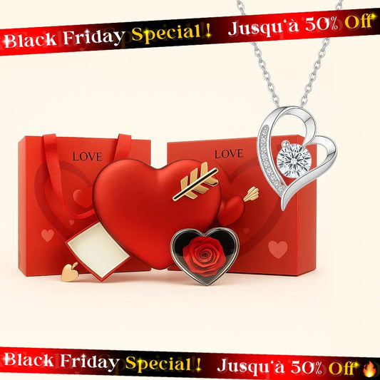 ÉCRIN CŒUR FLÉCHÉ AVEC COLLIER CŒUR PRÉCIEUX