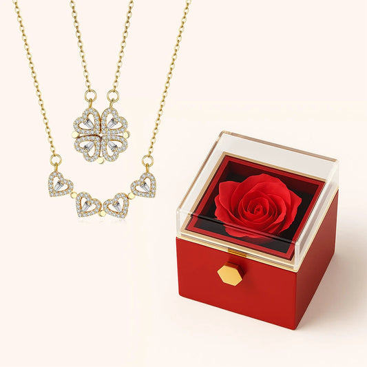 BOÎTE COLLAR CŒUR MAGNÉTIQUE AVEC FLEUR PRÉSERVÉE