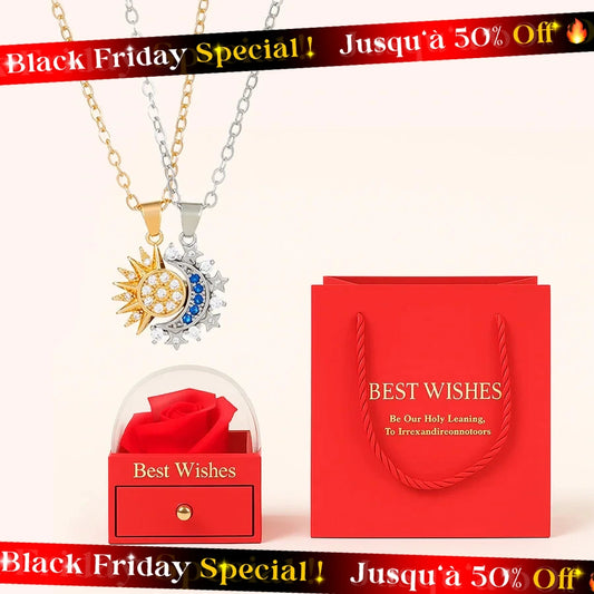 BOÎTE AMOUR ÉTERNEL – COLLIER SOLEIL ET LUNE (2 PIÈCES)