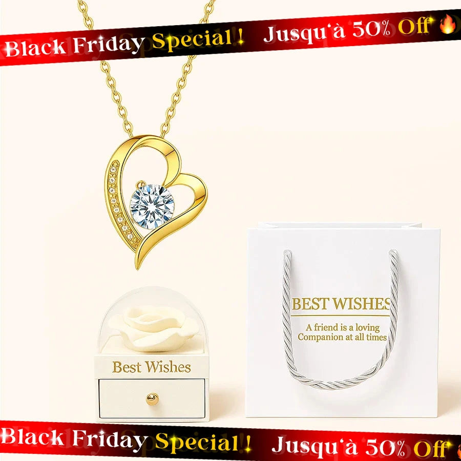 BOÎTE AMOUR ÉTERNEL AVEC COLLIER CŒUR PRÉCIEUX