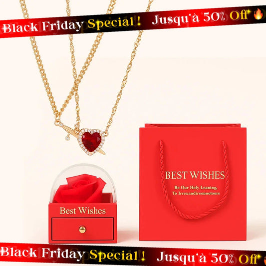 BOÎTE AMOUR ÉTERNEL – COLLIER CŒUR ET ÉPÉE (2 PIÈCES)