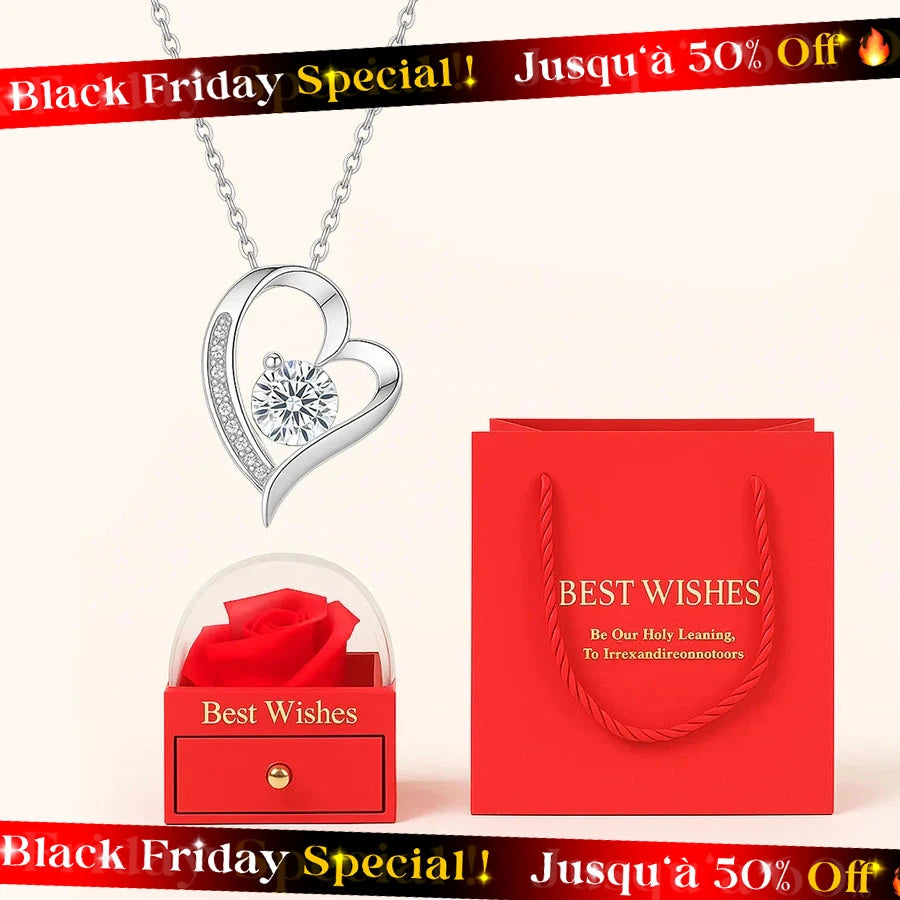 BOÎTE AMOUR ÉTERNEL AVEC COLLIER CŒUR PRÉCIEUX