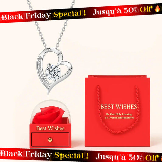 BOÎTE AMOUR ÉTERNEL AVEC COLLIER CŒUR PRÉCIEUX