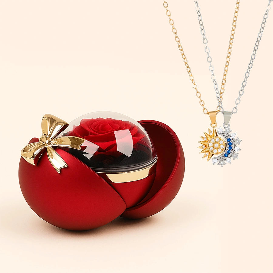 COFFRET SPHÈRE MAGIQUE – COLLIER SOLEIL ET LUNE (2 PIÈCES)